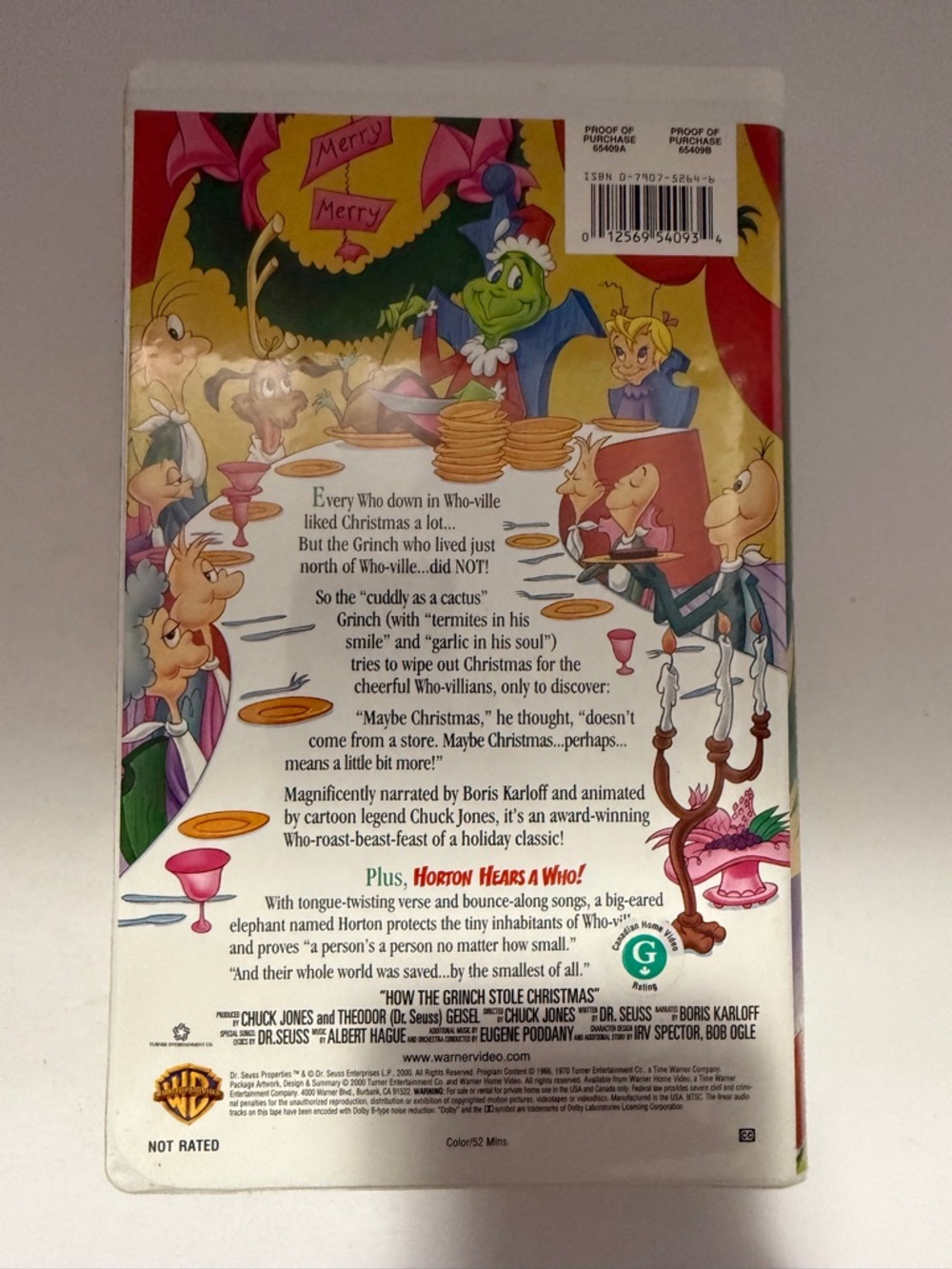 Dr. Seuss’ How the Grinch Stole Christmas VHS (Warner Bros, Horton Hears a Who) - Picture 2 of 9